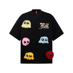 Cartoon embroidered short sleeved t-shirt